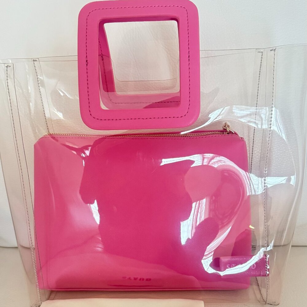 NWT STAUD SHIRLEY BAG TOTE WITH POUCH CLEAR PINK